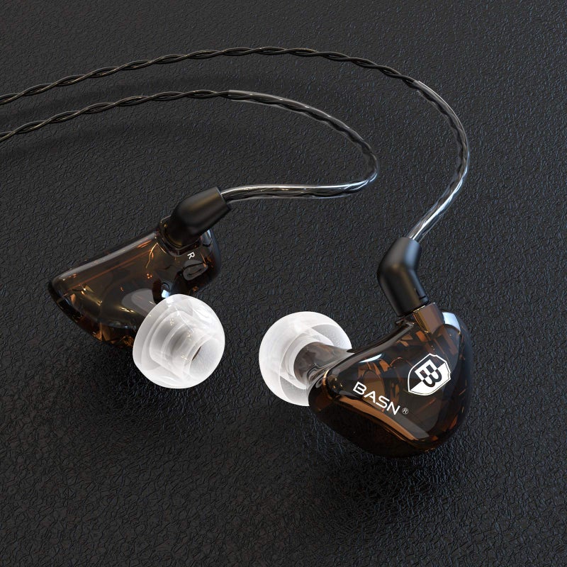 BASN in-Ear Monitor Headphones Dual Dynamic Drivers IEM Earphones Detachable MMCX Cable Musicians Earbuds Headphones (BC100 Brown, with no Mic) - Image 4